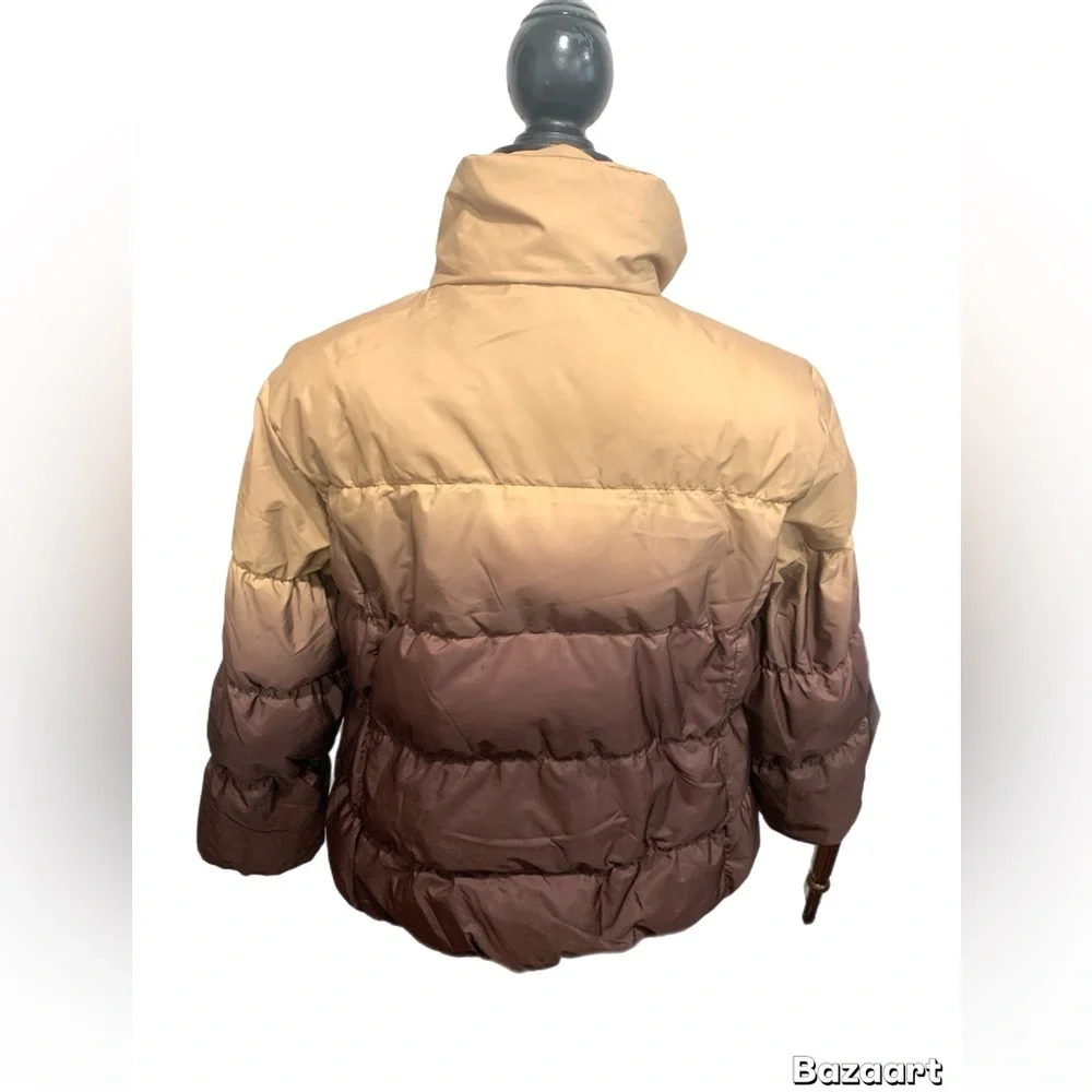The Tower Collection by London Fog Ombré Puffer Jacket Women’s Tan Brown Sz: L - Picture 7 of 9